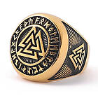 Lykka Viking Valknut guldfärgad stålring 18,0 mm