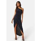 John Zack Glitter One Shoulder Rouch Dress