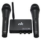 Karaokemaskin Karaokemixer med två trådlösa mikrofoner, eko/reverb, slimmad design