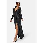 Goddiva Long Sleeve Sequin Maxi Dress With Split