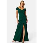 Goddiva Bardot Knot Front Maxi Dress