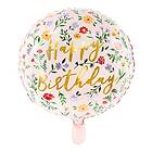 PartyDeco Folieballong Happy Birthday Blommor