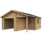 Palmako Garage Roger inkl. förråd & fönster utan port 30,2m² (21,9+5,2m²) 510x550cm doppimpregnerad brun