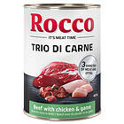 Rocco Ekonomipack: Trio di Carne 24 x 400g Nötkött, kyckling & vilt