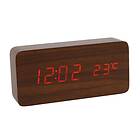 Northix Digital LED Alarm Clock i Trädesign Brun Röd