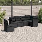 vidaXL Loungegrupp med dynor 6 delar svart konstrotting 3217695