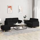 vidaXL Soffgrupp med dynor 3 delar svart tyg 3202098