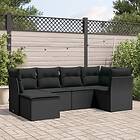 vidaXL Loungegrupp med dynor 6 delar svart konstrotting 3217945