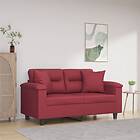 vidaXL 2-sits soffa med prydnadskuddar vinröd 120 cm konstläder 3200986