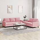 vidaXL Soffgrupp med dynor 2 delar rosa sammet 3201519