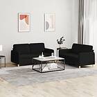 vidaXL Soffgrupp med dynor 2 delar svart tyg 3202090
