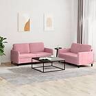vidaXL Soffgrupp 2 delar rosa sammet 3201977