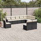 vidaXL Loungegrupp 10 delar med svarta dynor konstrotting 3219096