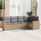 vidaXL Soffgrupp för trädgården med dynor 5 delar beige konstrotting 3218919