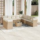 vidaXL Soffgrupp för trädgården 12 delar med dynor beige konstrotting 3217888