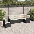 vidaXL Loungegrupp med dynor 6 delar svart konstrotting 3219016