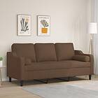 vidaXL 3-sæders soffa med prydnadskuddar brun 180 cm tyg 3200856