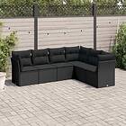 vidaXL Loungegrupp med dynor 6 delar svart konstrotting 3217675