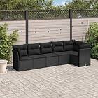 vidaXL Loungegrupp med dynor 6 delar svart konstrotting 3217655