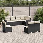 vidaXL Loungegrupp för trädgården med dynor 8 delar svart konstrotting 3219056