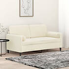 vidaXL 2-sitssoffa med prydnadskuddar gräddvit 140 cm sammet 3200889