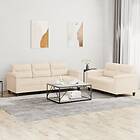 vidaXL Soffgrupp med kuddar 2 delar beige mikrofibertyg 3202343