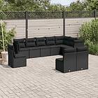vidaXL Loungegrupp 10 delar med svarta dynor konstrotting 3217795