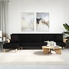 vidaXL L-formad bäddsoffa svart 279x140x70 cm tyg 3157213