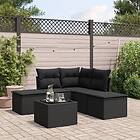 vidaXL Loungegrupp med dynor 6 delar svart konstrotting 3217725