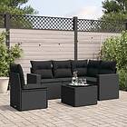 vidaXL Loungegrupp med dynor 6 delar svart konstrotting 3218965