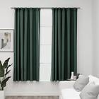vidaXL Mörkläggningsgardin med krokar linnelook 2 st grön 140x175 cm 321188
