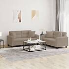 vidaXL Soffgrupp med kuddar 2 delar Taupe mikrofibertyg 3202326