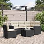 vidaXL Loungegrupp med dynor 6 delar svart konstrotting 3218966