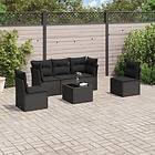 vidaXL Loungegrupp med dynor 6 delar svart konstrotting 3249194