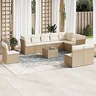 vidaXL Loungegrupp för trädgården m. dynor 11 delar beige konstrotting 3217808