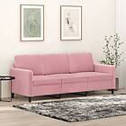 vidaXL 3-placessoffa rosa 180 cm sammet 359455