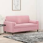 vidaXL 2-sitssoffa med prydnadskuddar rosa 140 cm sammet 3200884