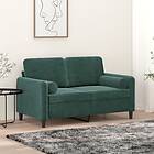 vidaXL 2-sitssoffa med prydnadskuddar mörkgrön 120 cm sammet 3200873