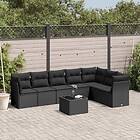 vidaXL Loungegrupp för trädgården med dynor 8 delar svart konstrotting 3217745