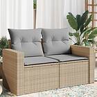 vidaXL Trädgårdssoffa 2-sits med dynor konstrotting beige 366105