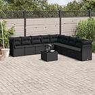 vidaXL Loungegrupp 10 delar med svarta dynor konstrotting 3217785