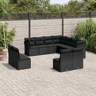 vidaXL Loungegrupp för trädgården m. dynor 11 delar konstrotting svart 3217815