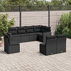 vidaXL Loungegrupp för trädgården med dynor 8 delar svart konstrotting 3219055