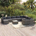 vidaXL Loungegrupp för trädgården m. dynor 11 delar konstrotting grå 3102693