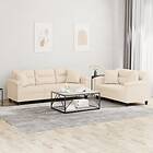 vidaXL Soffgrupp med kuddar 2 delar Beige mikrofibertyg 3202355