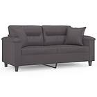 vidaXL 2-sits soffa med prydnadskuddar grå 140 cm konstläder 3200990