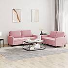 vidaXL Soffgrupp med dynor 2 delar rosa sammet 3201499