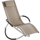 TecTake Deckchair Paulina, ergonomisk, hopfällbar, 150kg belastning beige