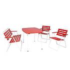 Varax Matgrupp Retro 403 med Bänk set bord 2st 305 stolar 302 bänk, vit/röd 4403-1003