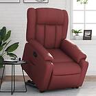 vidaXL Reclinerfåtölj med uppresningshjälp vinröd konstläder 3205268